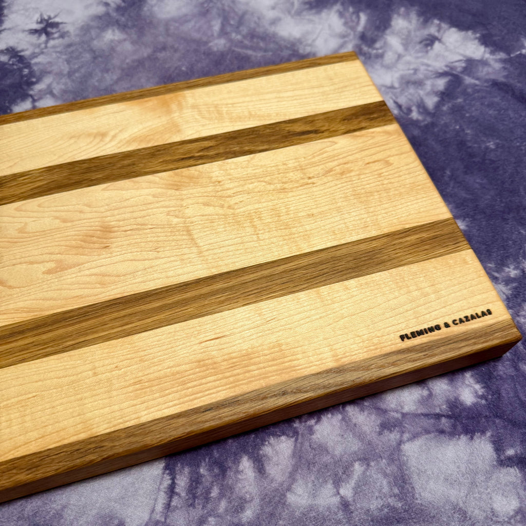 hard maple and white oak hardwood handmade cutting board