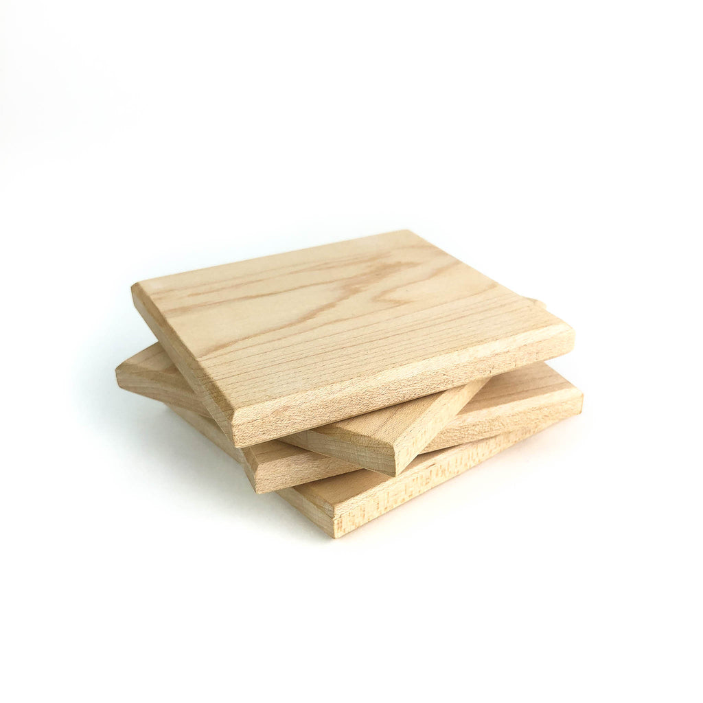 solid maple hardwood drink coaster