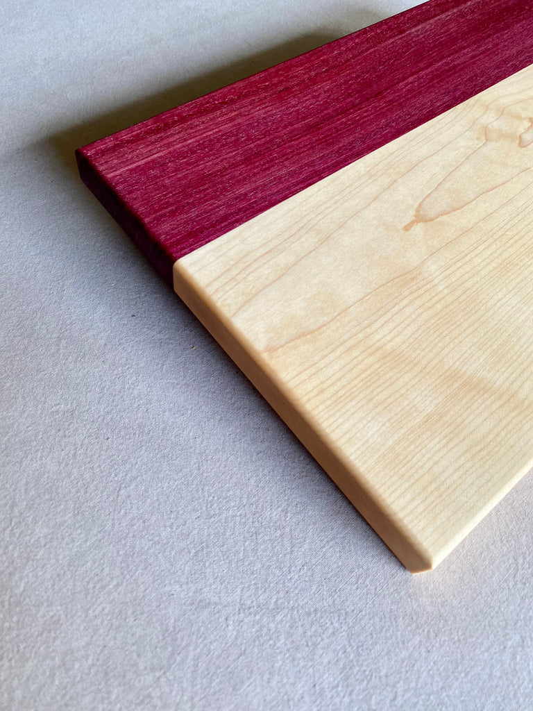 purpleheart and maple hardwood bar board